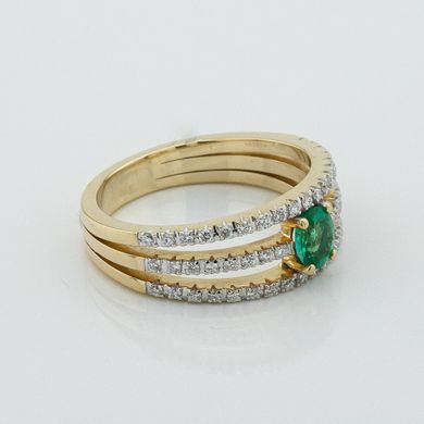 Фото Золотое кольцо с изумрудом и бриллиантами K120-0003