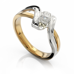 Золотое кольцо с бриллиантом "Nicole", уточнюйте, 1Кр57-0.03-4/4, Белый