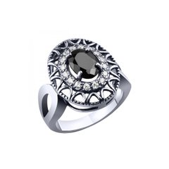 Серебряное кольцо с фианитами 71550, 16, Черный