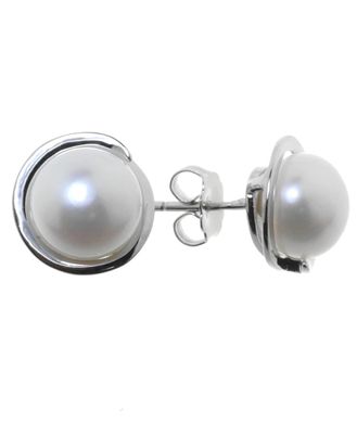 Срібні сережки-гвоздики з перлами 1160909