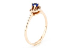 Фото Золотое кольцо с синим фианитом 11929-3