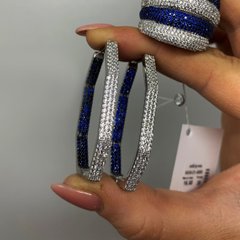 Срібні сережки кільця "Felicity Sapphire W", Білий-Синій, Білий-Синій