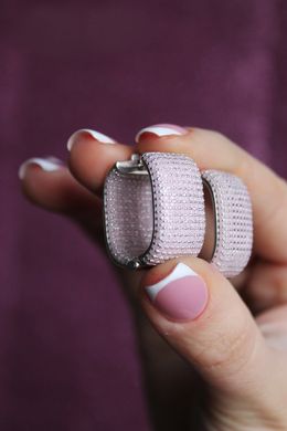Серебряные серьги кольца "Grande Pink", Розовый, Розовый
