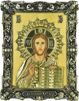 Фото Икона Иисус Христос Спаситель с сусальным золотом