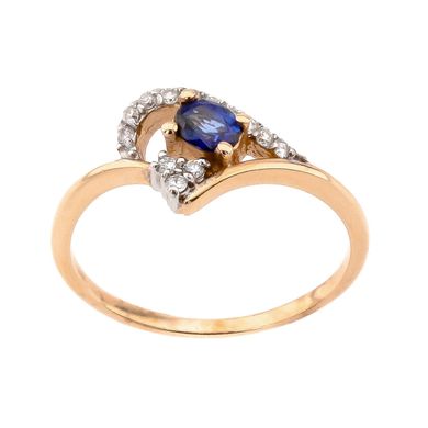 Фото Золотое кольцо с сапфиром и бриллиантами YZ30409