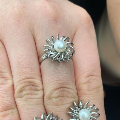 Серебряное кольцо "Аzalea", Белый, 15, Белый