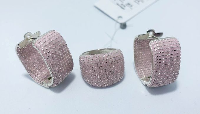 Срібні сережки кільця "Grande Pink", Рожевий, Рожевий