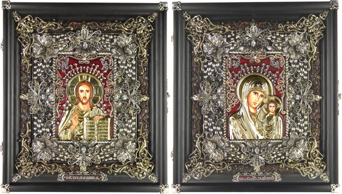 Фото Вінчальна пара ікон на весілля Ісус Христос і Божа Матір Казанська