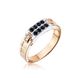 Мужской золотой перстень с сапфирами и бриллиантами 31406 45, 18, Белый-Черный