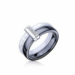 Серебряное кольцо с1104чб, уточнюйте, Белый-Черный
