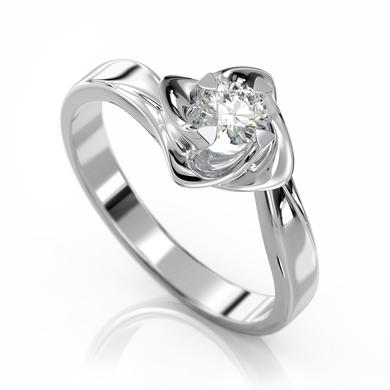 Золотое кольцо с бриллиантом "Luxurious flower", 16.5, 2.29, 1Кр57-0,26-3/3, Белый