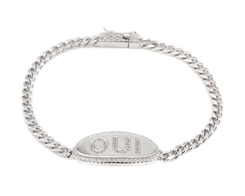 Срібний браслет "OUI" (ДА)