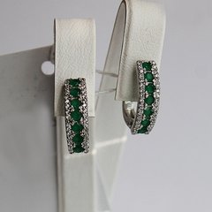 Срібні сережки "Emerald Placer", Смарагдовий, Зелений