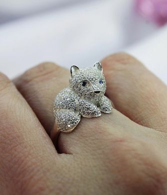 Серебряное женское кольцо с фианитами "Cat" , уточнюйте