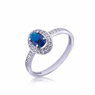 Серебряное кольцо 81077с, уточнюйте, Белый-Синий