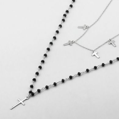 Фото Подвійне срібне кольє з хрестиками