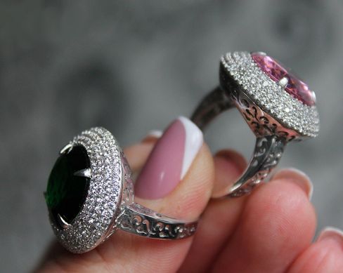 Серебряное кольцо "BiG Emerald", Изумрудный, 15, Зеленый