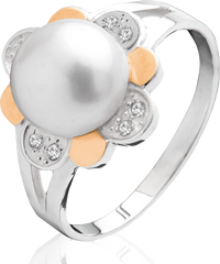 Серебряное женское кольцо "Magnolia", уточнюйте, Белый