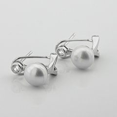 Фото Срібні сережки з перлами і фіанітами