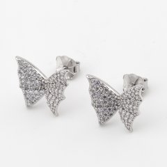 Фото Срібні пусети Метелики з фіанітами