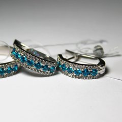 Срібні сережки "Topaz Placer", Блакитний, Блакитний