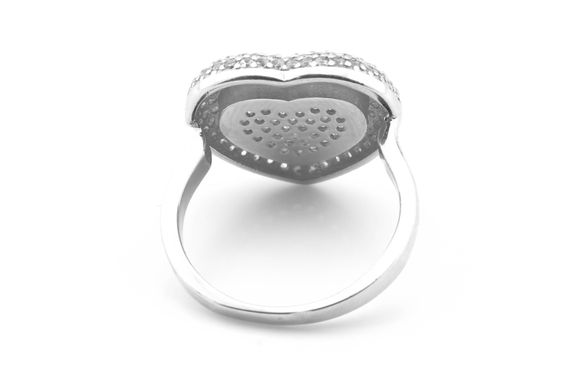 Серебряное кольцо в форме сердца с фианитами СК11023, уточнюйте