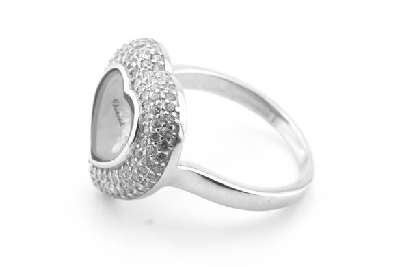 Серебряное кольцо в форме сердца с фианитами СК11023, уточнюйте