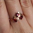 Позолоченное кольцо "Lilac", Гранат, 15, Гранат