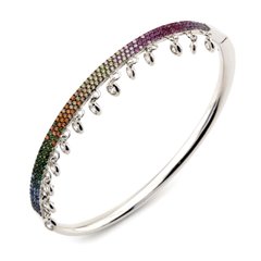 Срібний браслет с разноцветнимі фіанітами