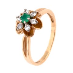 Фото Золотое кольцо с зеленым ониксом и фианитами 11931go