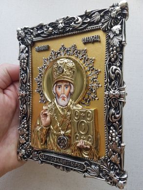 Фото Ікона настільна Святий Миколай Чудотворець з сусальним золотом