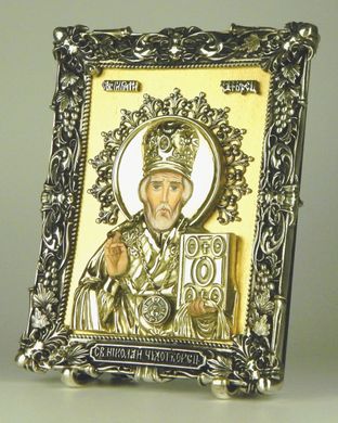 Фото Икона настольная Святой Николай Чудотворец с сусальным золотом