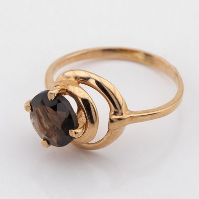 Золотое кольцо с дымчатым кварцем 11514sq, 18,5 размер, уточнюйте