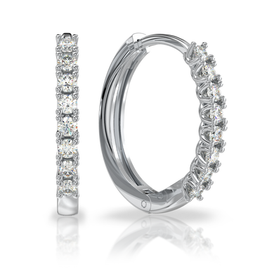 Золоті сережки-кільця з діамантами "Oblivion", 2.29, 16Кр57-0,26-3/2, Білий