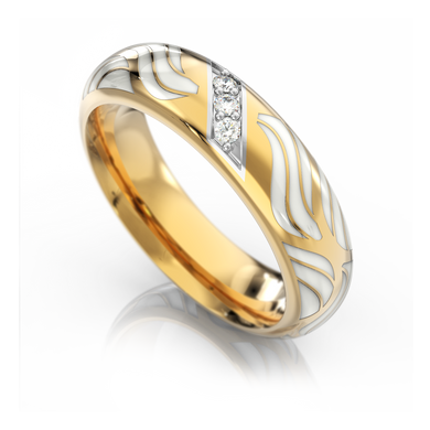 Золотое обручальное кольцо с бриллиантами "Inspiration", уточнюйте, 3Кр57-0,03-2/4, Белый