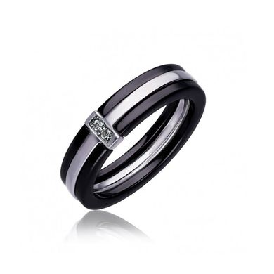 Серебряное кольцо с черной керамикой с1132ч, 16, Черный