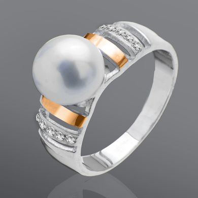 Серебряный набор серьги и кольцо "Pearl"