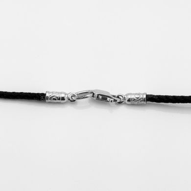 Шнурок шелковый на шею с серебряным замком , 50