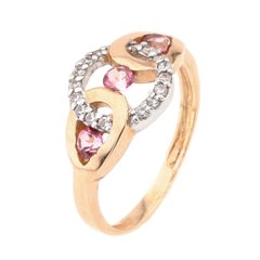 Фото Золотое кольцо с розовыми топазами и фианитами 11987ptop