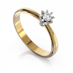 Золотое кольцо с бриллиантом "Erin", уточнюйте, 1Кр57-0.06-4/4, Белый