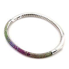 Срібний браслет с разноцветнимі фіанітами