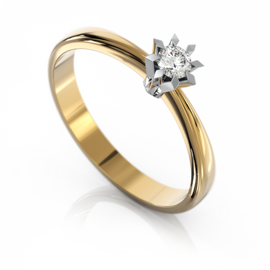 Золотое кольцо с бриллиантом "Erin", уточнюйте, 1Кр57-0.06-4/4, Белый