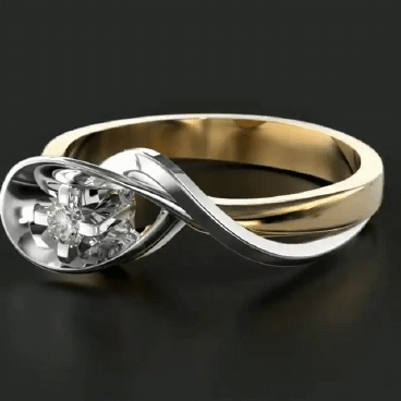 Женское кольцо с бриллиантом из красного и белого золота 585-й пробы
